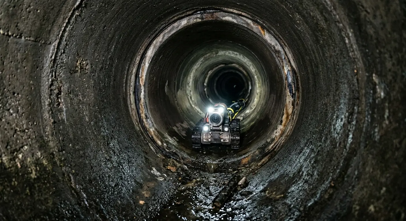 Robotic sewer camera inspecting pipe interior for Sewer Line Cleaning in Klamath Falls